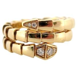 Bulgari-NEUF BAGUE BULGARI SERPENTI VIPER DIAMANTS 357878 EN OR JAUNE 18K T52 RING-Doré