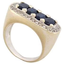 Autre Marque-RING SET WITH 4 SAPPHIRES 2.08CT AND 30 DIAMONDS 0.24CT 54 WHITE GOLD 18K GOLD DIAMOND-Silvery
