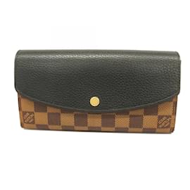 Louis Vuitton-Louis Vuitton Long Wallet Damier Portefeuille Normandy-Black,Damier ebene