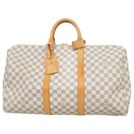 Louis Vuitton-Louis Vuitton Boston Bag Damier Azur Keepall 50-White