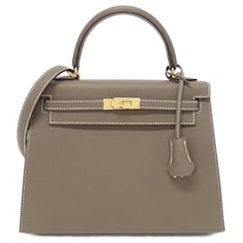 Hermès-Sac à main Hermes Kelly 25 cm en gris Etoupe-Taupe