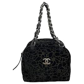 Chanel-Chanel Black Suede Shoulder Bag-Black