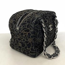 Chanel-Chanel Black Suede Shoulder Bag-Black