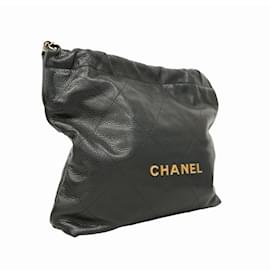 Chanel-Sac à épaule en cuir de veau grainé noir Chanel-Noir