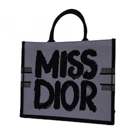 Christian Dior-Christian Dior Tote Bag Book Miss Canvas-Black,Pink,Purple