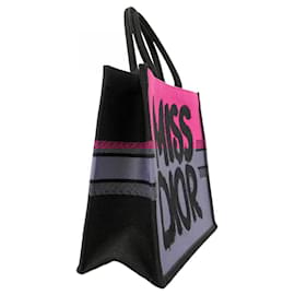 Christian Dior-Christian Dior Tote Bag Book Miss Canvas-Black,Pink,Purple