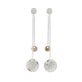 Hermès-Hermes Exlibris PM Earrings-Silvery,Golden