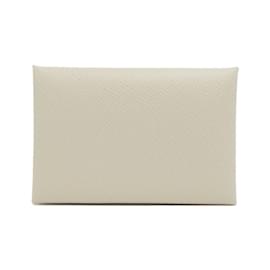 Hermès-Hermes Calvi Business Card Holder-Beige,Cream