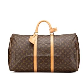 Louis Vuitton-Louis Vuitton Monogram Keepall 55 Boston Bag-Brown,Monogram