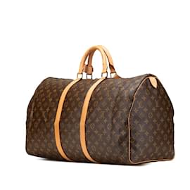 Louis Vuitton-Louis Vuitton Monogram Keepall 55 Boston Bag-Brown,Monogram