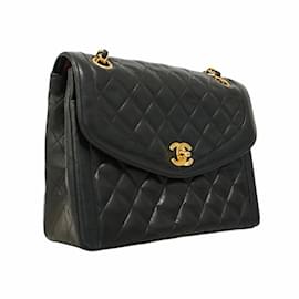 Chanel-Chanel Black Lambskin Shoulder Bag-Black