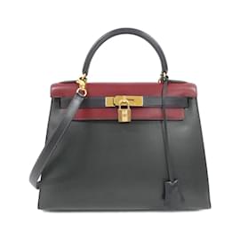Hermès-Hermes Kelly 28cm Handbag-Rouge,Bleu,Vert foncé