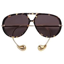 Bottega Veneta-Drop Aviator Sunglasses MXN 15 940 Aviator sunglasses in recycled acetate with signature drop-shaped temple tips.-Brown,Golden