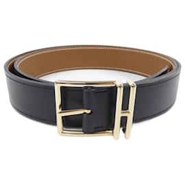 Hermès-Cinto reversível Hermès-Marrom,Preto