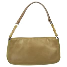 Christian Dior-Christian Dior Maris Pearl Shoulder Bag Nylon Khaki Auth 117310-Khaki