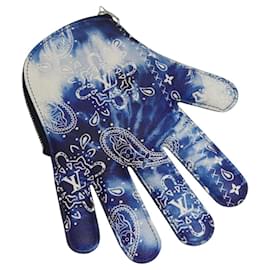Louis Vuitton-LOUIS VUITTON Monogram Bandana HIGH 5 Pouch White Blue M81410 LV Auth BA1543SM-White,Blue