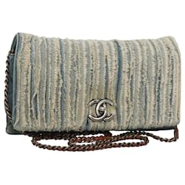 Chanel-CHANEL Matelasse Chain Shoulder Bag Denim Blue CC Auth 118265-Blue