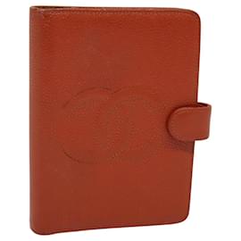 Chanel-CHANEL Agenda 5241136 Day Planner Cover Caviar Skin Brown CC Auth bs24399-Brown