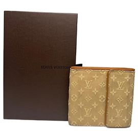Vintage Louis Vuitton Canvas Monogram Wallet Yellow white Beige