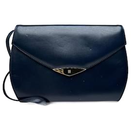 Givenchy-Vintage Givenchy 4G Leather Bag Navy-Navy blue