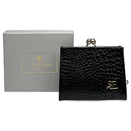 Funda para tarjetas de cuero vintage Courreges negra Negro