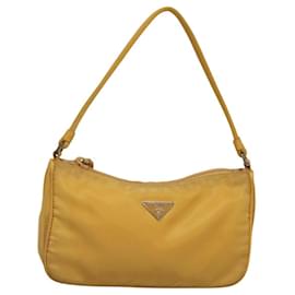 Prada-PRADA Accessory Pouch Nylon Yellow Auth 117775-Yellow
