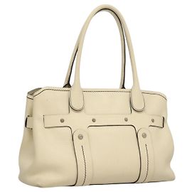 Salvatore Ferragamo Tote Bag Leather White Silver Auth BA1465 Silvery White