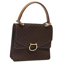 Céline-CELINE Macadam Canvas Hand Bag PVC Leather Brown Gold Auth yk17887-Brown,Golden
