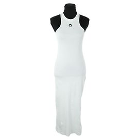 Marine Serre Vestido de algodón blanco Blanco
