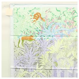 Hermès-HERMES Carre 90 Scarf ""Faubourg Tropical"" Silk Green Auth yk17852-Green
