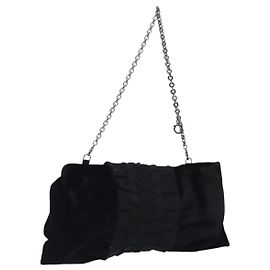 Borsa a mano con catena Salvatore Ferragamo Velluto Nero Argento Auth 117469 Nero Argento
