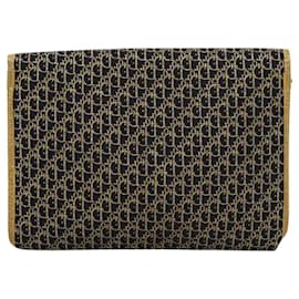 Christian Dior-Christian Dior Trotter Canvas Chain Shoulder Bag Navy Gold Auth 117777-Golden,Navy blue