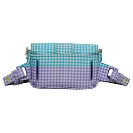 Fendi-FENDI Waist bag Nylon Blue Gold Auth KD512-Blue,Golden