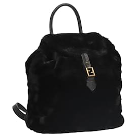 Fendi-Sac à dos FENDI en cuir noir Auth 117165-Noir