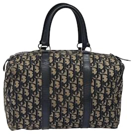Christian Dior-Christian Dior Trotter Canvas Boston Bag Navy Silver Auth KD332-Silvery,Navy blue