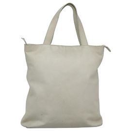 CHANEL COCO Mark Tote Bag Leather White CC Auth bs24229 White