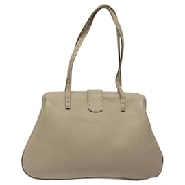 Fendi-FENDI Celeria Tote Bag Leather Beige Auth 117585-Beige