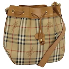 Autre Marque-Burberrys Nova Check Shoulder Bag PVC Beige Brown gold Auth ep8411-Brown,Beige,Golden
