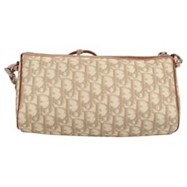 Christian Dior-Christian Dior Trotter Romantic Shoulder Bag PVC Beige Silver Auth 117916-Silvery,Beige