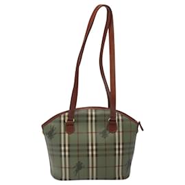 Autre Marque-Burberrys Nova Check Shoulder Bag PVC Leather Green Auth 117511-Green