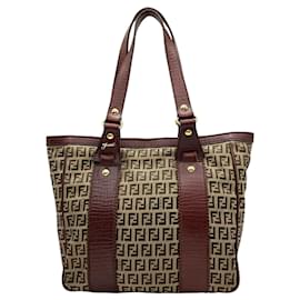 Fendi-Fendi Zucchino Handbag Tote Bag-Brown