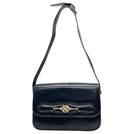 Céline-Celine Navy Leather Shoulder Bag-Navy blue