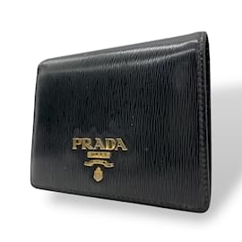 Prada-Prada Bi-Fold Wallet in Black and Red Leather-Black,Red