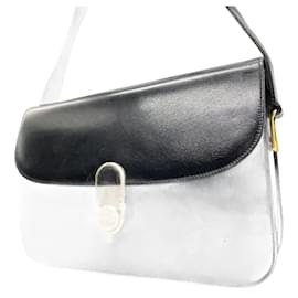 Céline-Celine Black Leather Shoulder Bag-Black