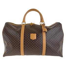 Céline-Celine Vintage Macadam Brown Gold Hardware Boston Bag-Brown
