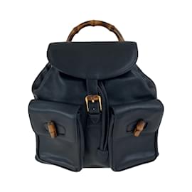Gucci-Gucci Vintage Bamboo Leather Backpack-Brown,Black
