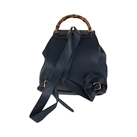 Gucci-Gucci Vintage Bamboo Leather Backpack-Brown,Black