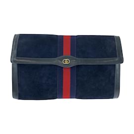Gucci-Gucci Vintage Sherry Line Clutch Bag-Navy blue