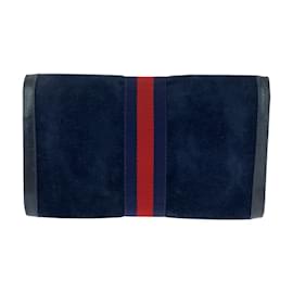 Gucci-Gucci Vintage Sherry Line Clutch Bag-Navy blue