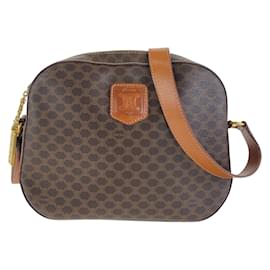 Céline-Celine Vintage Macadam Brown Crossbody Shoulder Bag-Brown